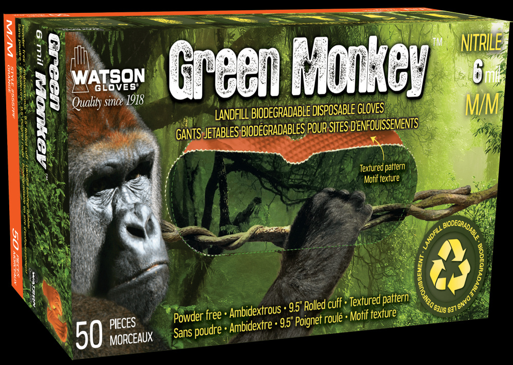 GREEN MONKEY RECLAIM 6 MIL NITRILE DIAMOND GRIP DISPOSABLE - M