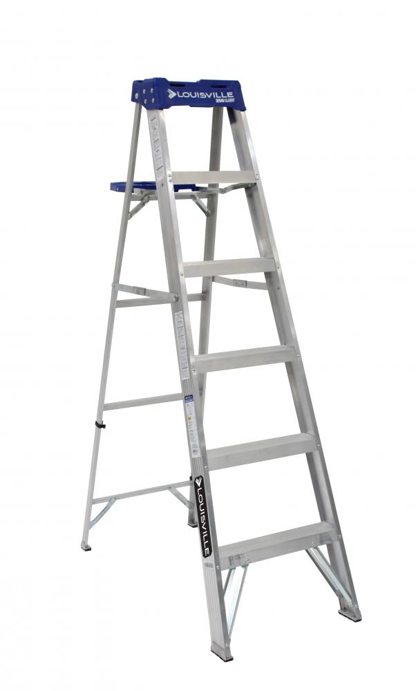 6' Aluminum Step Ladder, w/Molded Pail Shelf, Type I, 250 lb Load Capacity