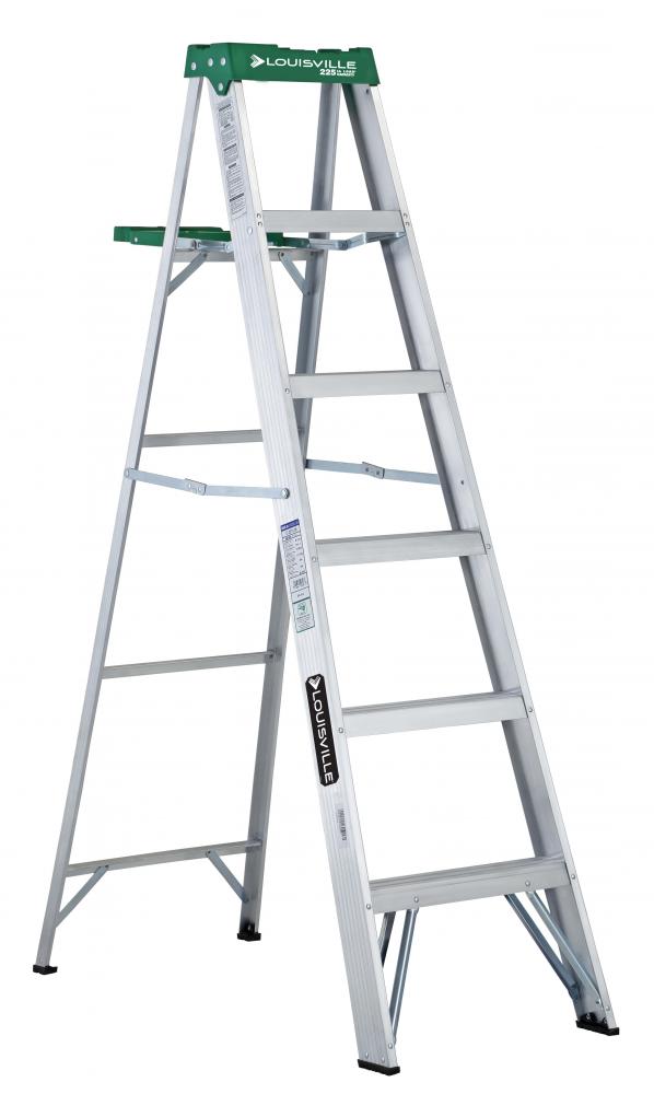 6' Aluminum Step Ladder, w/Molded Pail Shelf, Type II, 225 lb Load Capacity