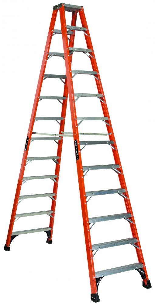 12' Fiberglass Twin Step Ladder, Type IAA, 375 lb Load Capacity