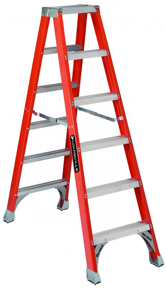 6' Fiberglass Twin Step Ladder, Type IA, 300 lb Load Capacity