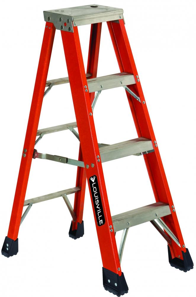 4' Fiberglass Step Ladder, w/ Metal Top, Type IAA, 375 lb Load Capacity