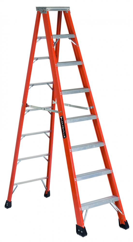 8' Fiberglass Step Ladder, w/ Metal Top, Type IAA, 375 lb Load Capacity