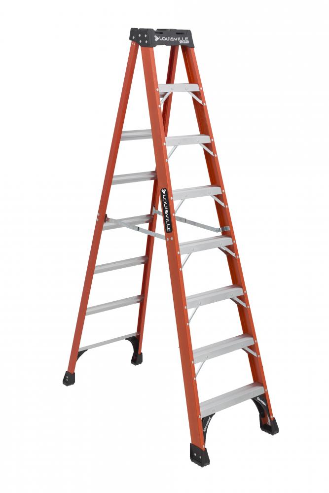 8' Fiberglass Step Ladder, Type IAA, 375 lb Load Capacity