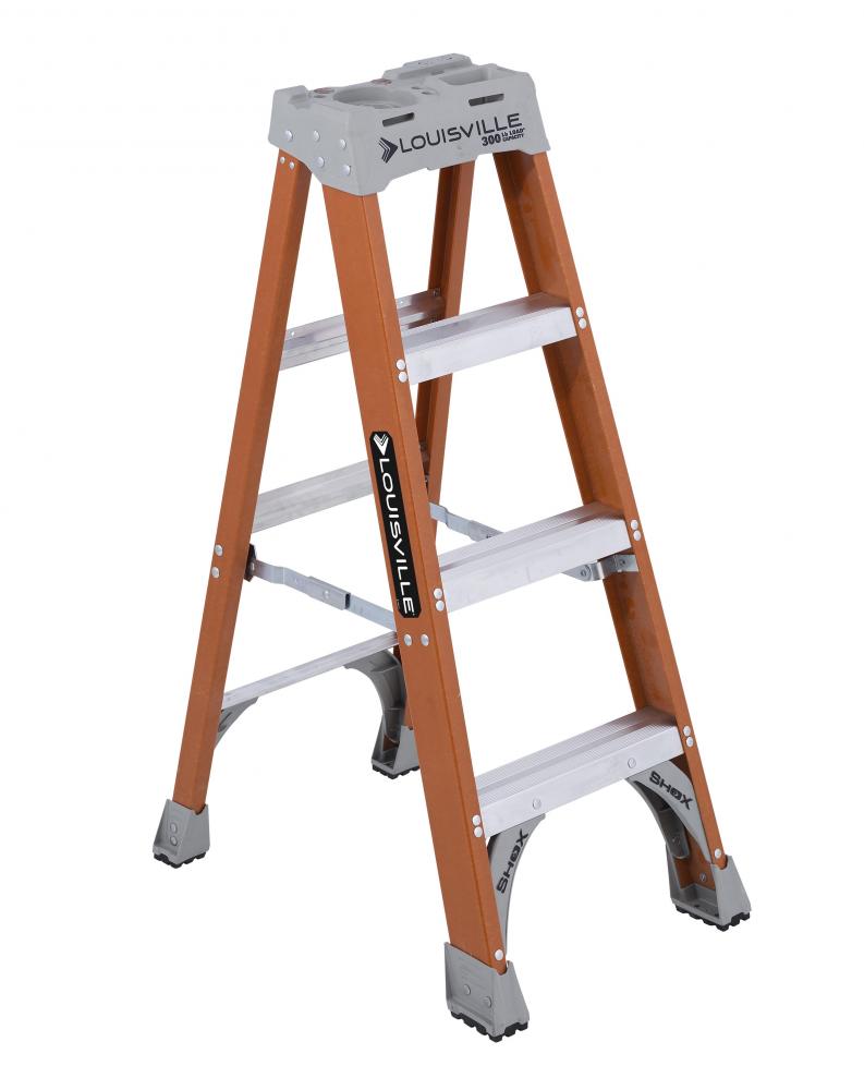 4' Fiberglass Step Ladder, Type IA, 300 lb Load Capacity