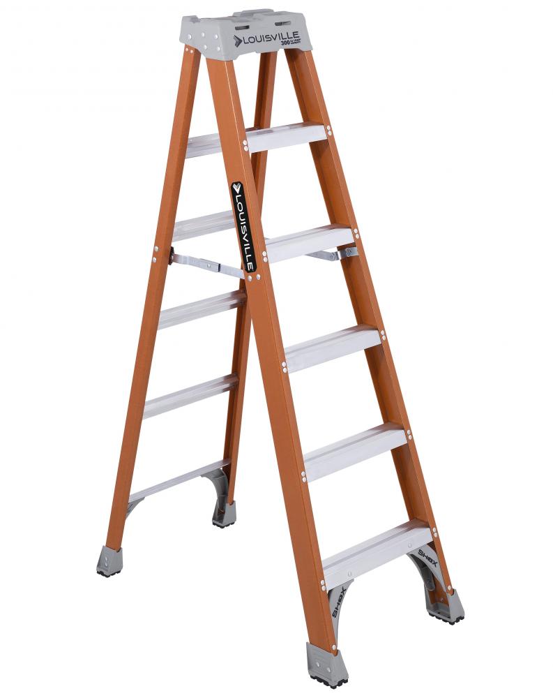 6' Fiberglass Step Ladder, Type IA, 300 lb Load Capacity