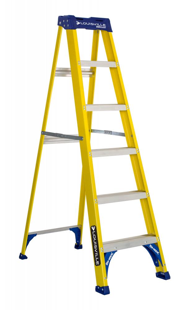 6' Fiberglass Step Ladder, Type I, 250 lb Load Capacity