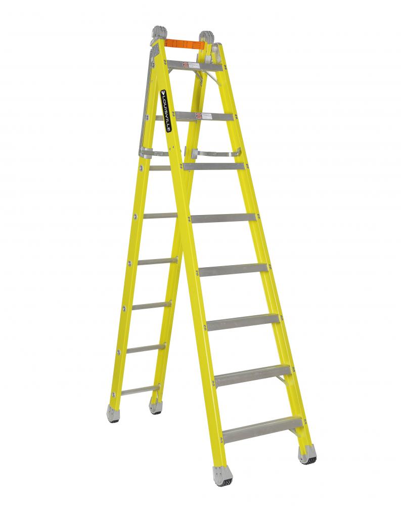 8' Fiberglass Step to Straight Ladder, Type IAA, 375 lb Load Capacity