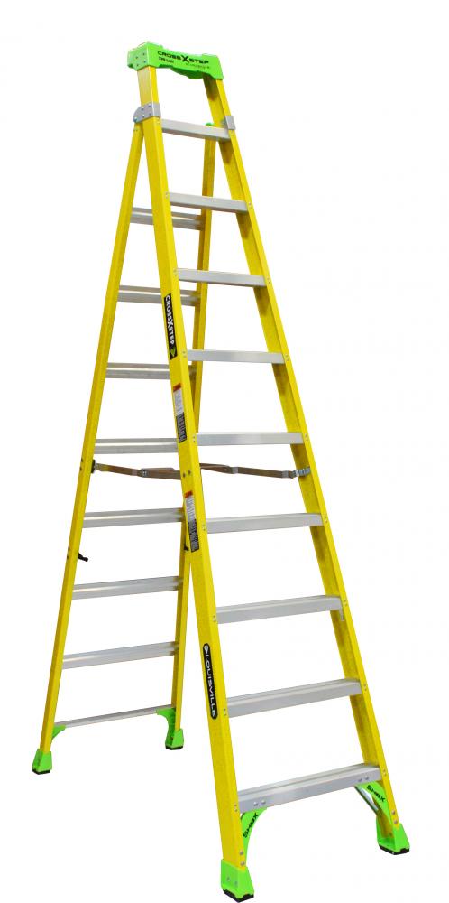 12' Fiberglass Cross Step Ladder, Type IAA, 375 lb Load Capacity