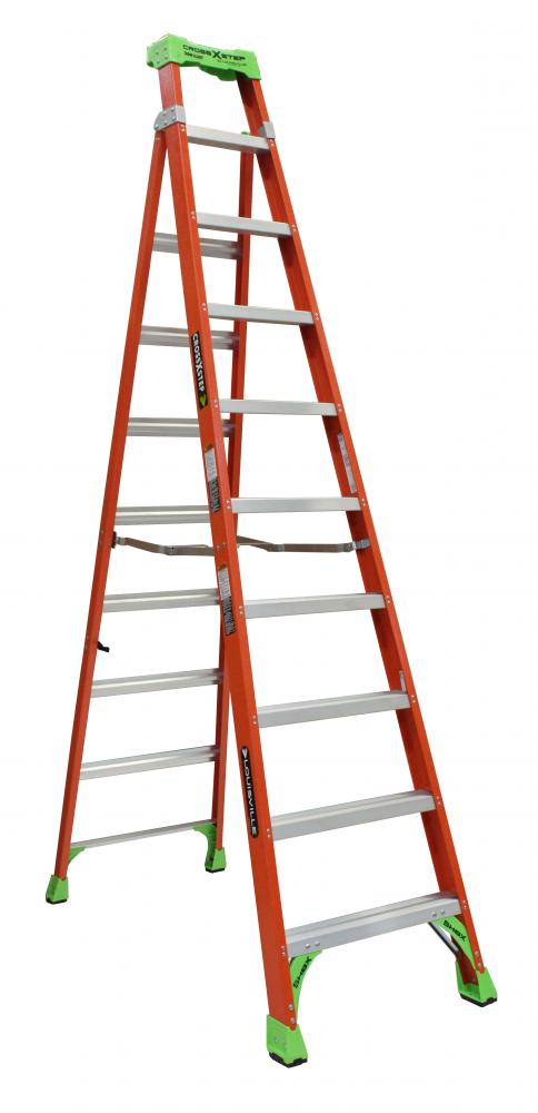 10' Fiberglass Cross Step Ladder, Type IA, 30 lb Load Capacity