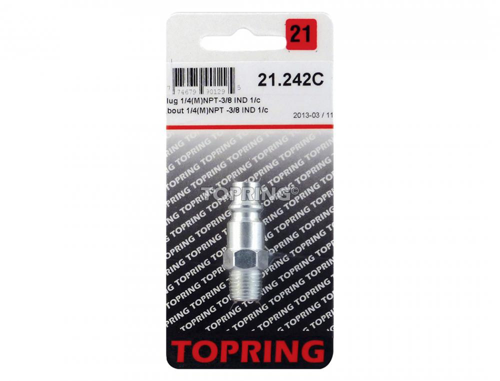 3/8 Industrial Steel Coupler Plug 1/4 (M) NPT