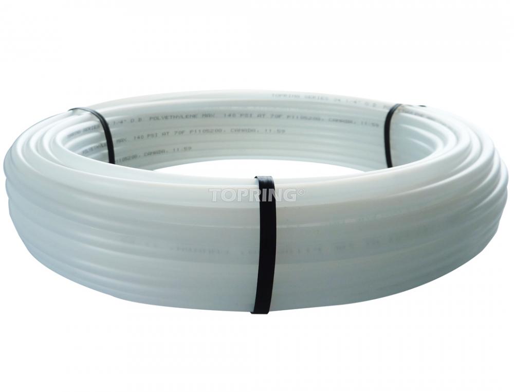 White Polyethylene LDPE Tube 3/8 O.D. 100 Feet