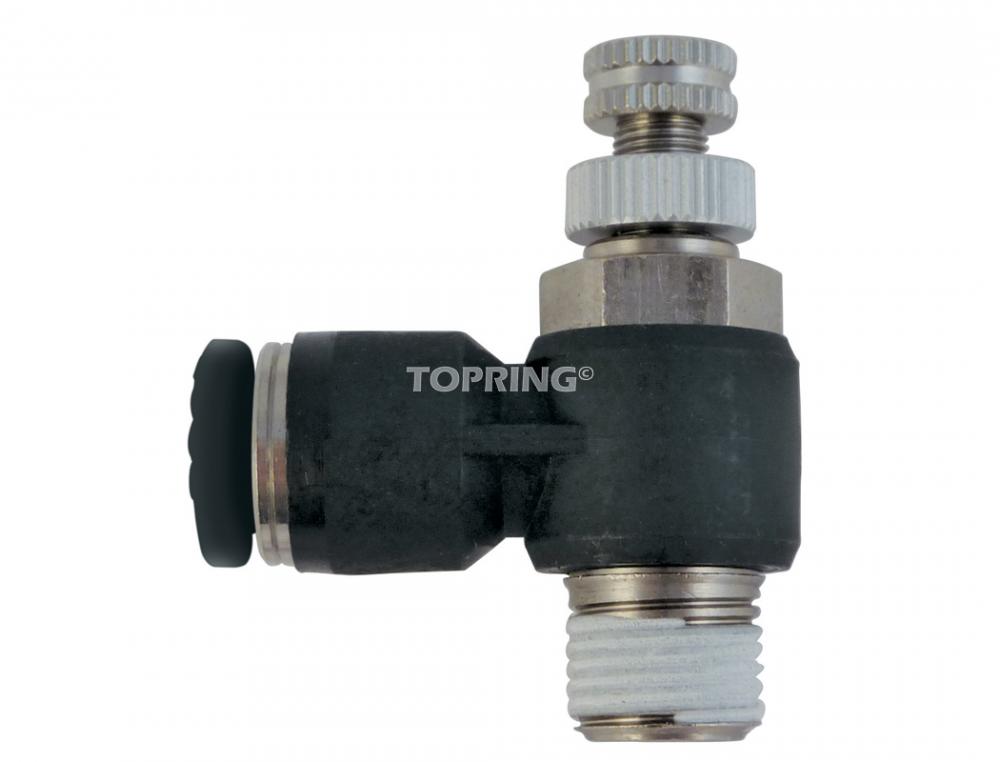 10 mm Push-to-Connect to 1/4 (M) BSPT Flow Control Valve Elbow Adapter