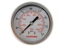 Topring 55.730 - 2 1/2 In. Stainless Steel Liquid Filled Pressure Gauge With Glycerin 0 to 200 PSI