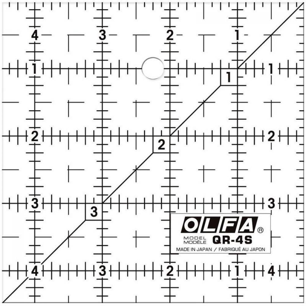 QR-4S Frosted Non-Slip Acrylic Ruler, 4-1/2" Square