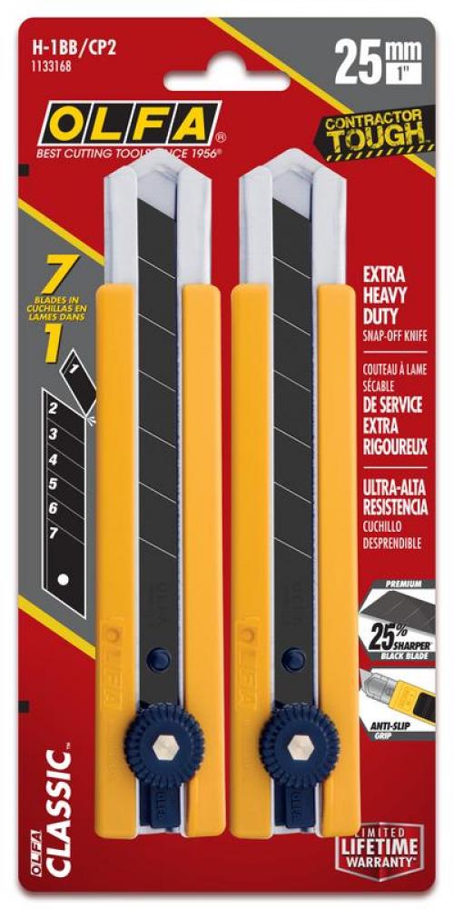 H-1BB/CP2 - 25mm Classic Rubber Grip Inset Ratchet-Lock Extra Heavy-Duty Utility Knife
