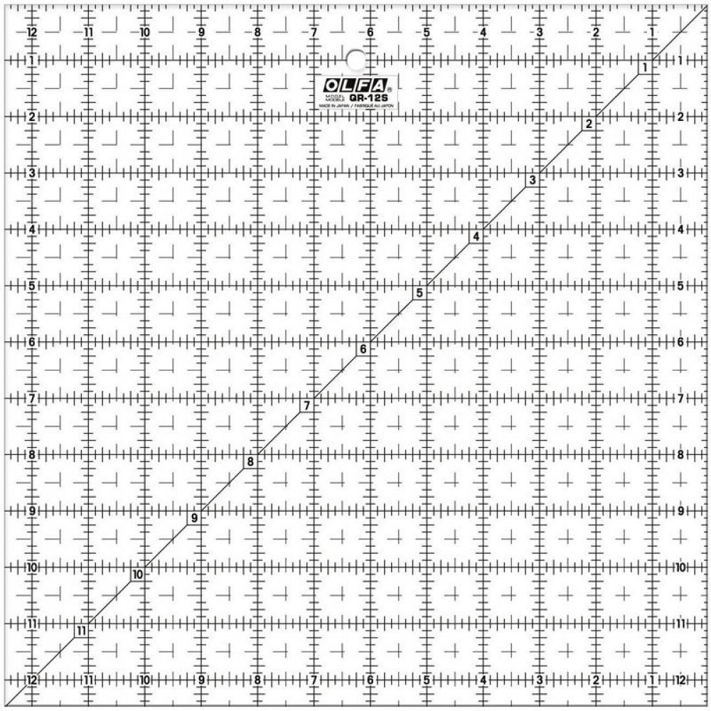 QR-12S Frosted Non-Slip Acrylic Ruler, 12-1/2" Square