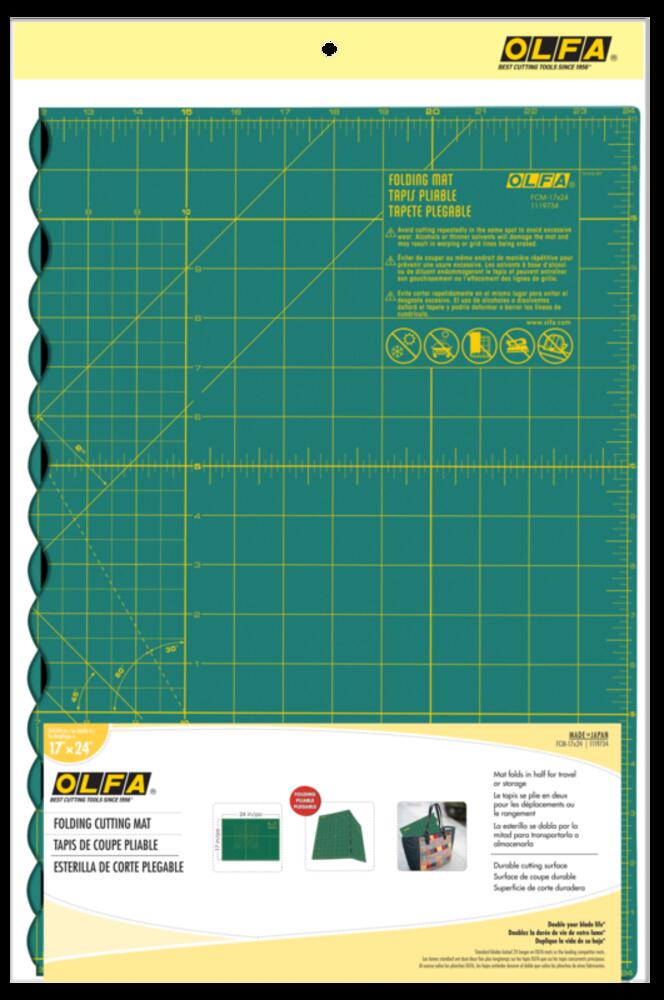 Folding Cutting Mat, Green 17" x 24"