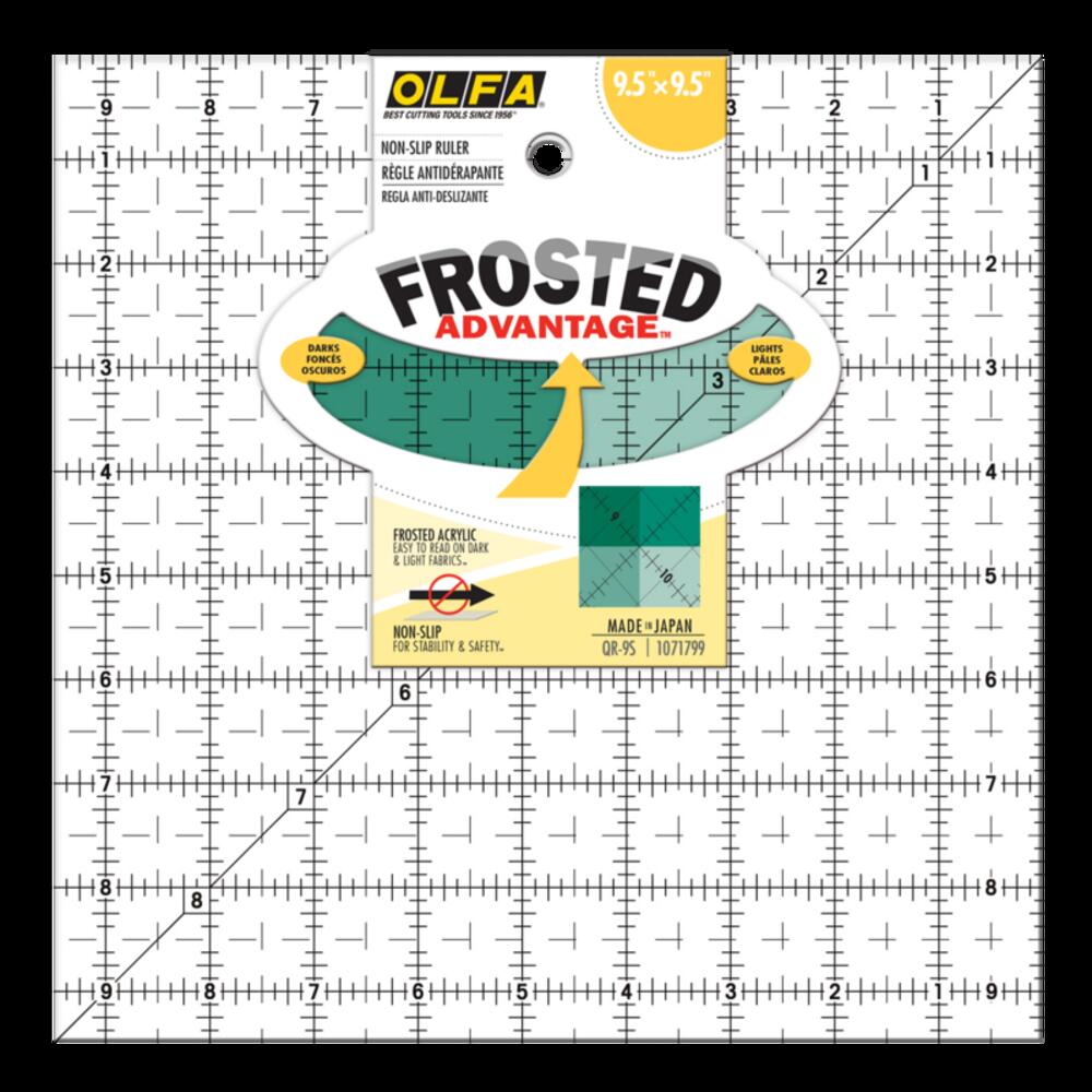 QR-9S Frosted Non-Slip Acrylic Ruler, 9-1/2" Square