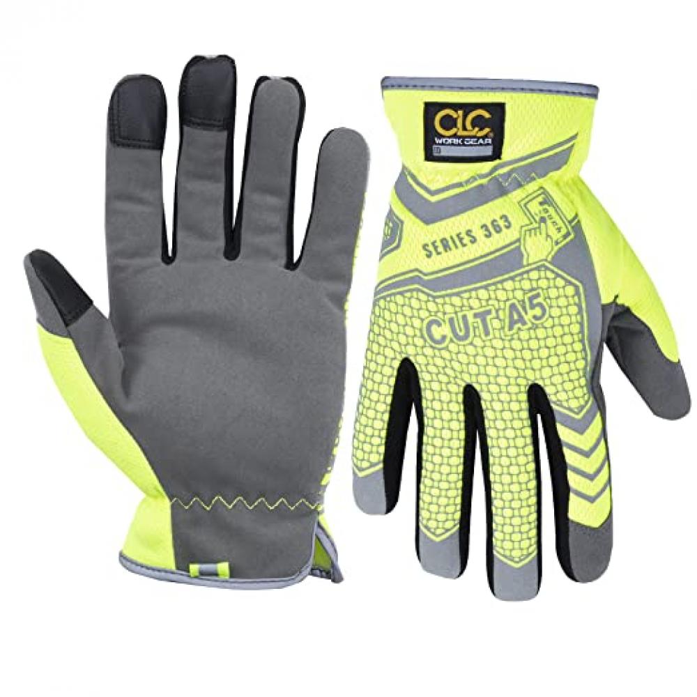 CUT A5 HI-VIZ UTILITY WORK GLOVES - L