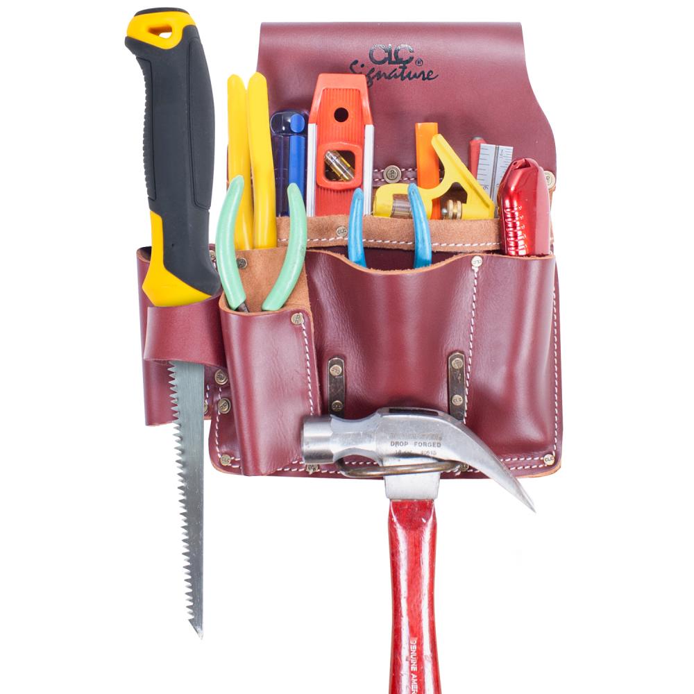 PRO DRYWALLER'S HEAVY-DUTY LEATHER TOOL POUCH - 11 POCKETS