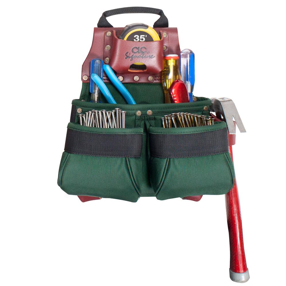 CONSTRUCTION WORKER'S BALLISTIC NYLON NAIL & TOOL BAG - 10 POCKETS