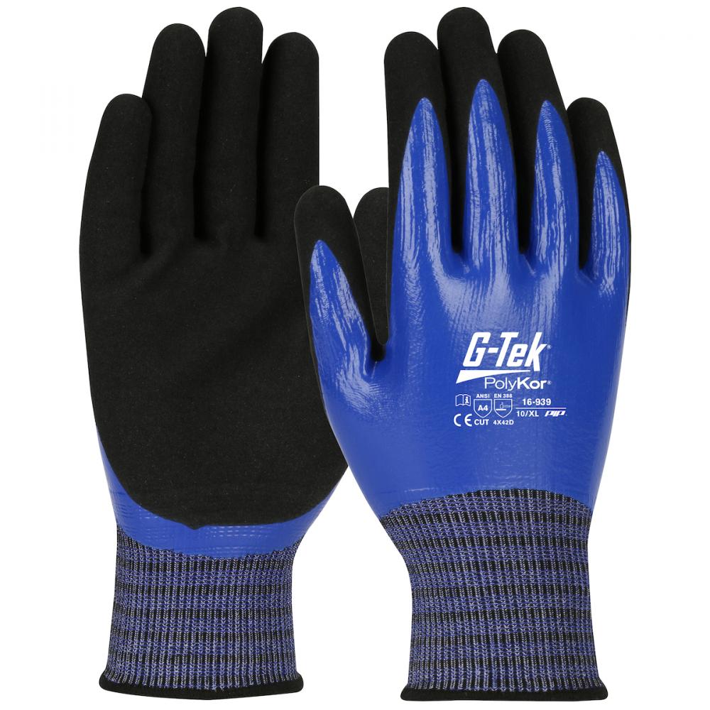 G TEK POLYKOR W X7 18G DOUBLE DIP W FULL BLUE NITRILE MS GRIP A4 GP16939 XL TT Liquid Ltd