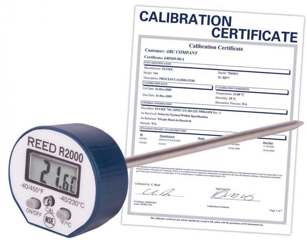 REED R2000-NIST Stainless Steel Digital Stem Thermometer, -40 to 450F (-40 to 230C), Waterproof