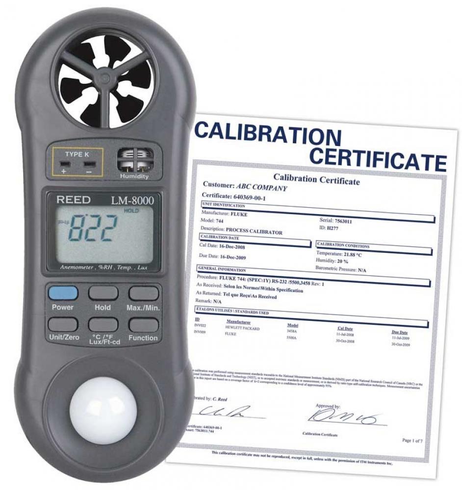 REED LM-8000-NIST 6-in-1 Multi-Function Environmental Meter