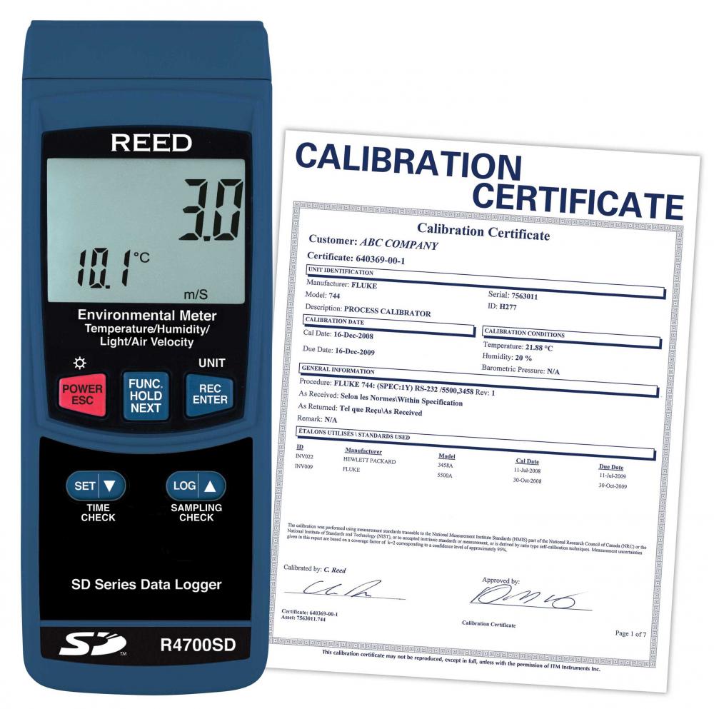 REED R4700SD-NIST  Data Logging Environmental Meter
