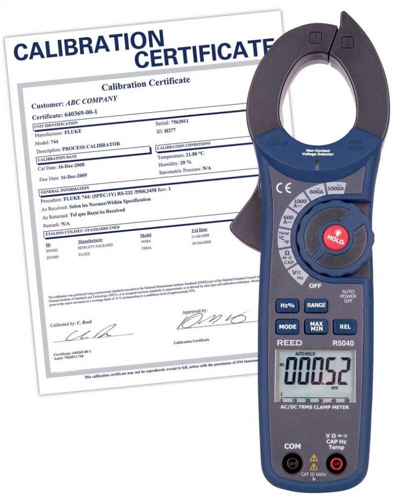 REED R5040 1000A AC/DC Clamp Meter with Temperature and Non-Contact Voltage Detector