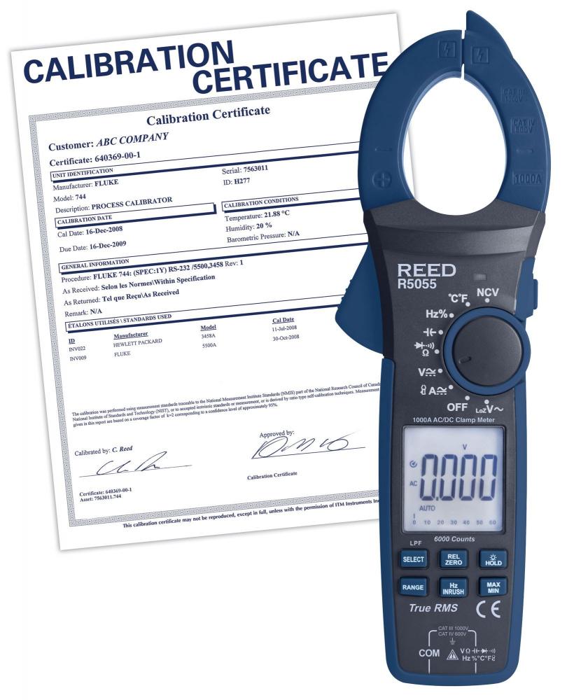 REED R5055-NIST 1000A True RMS Digital Clamp Meter
