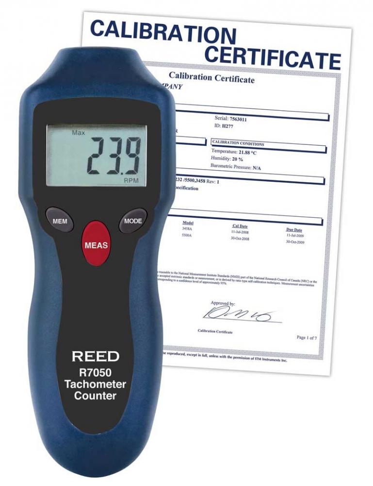 REED R7050 Compact Photo Tachometer and Counter, includes NIST Traceable Certification