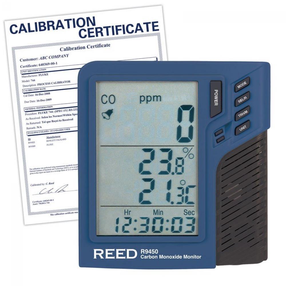 REED R9450-NIST Carbon Monoxide Monitor with Temperature and Humidity