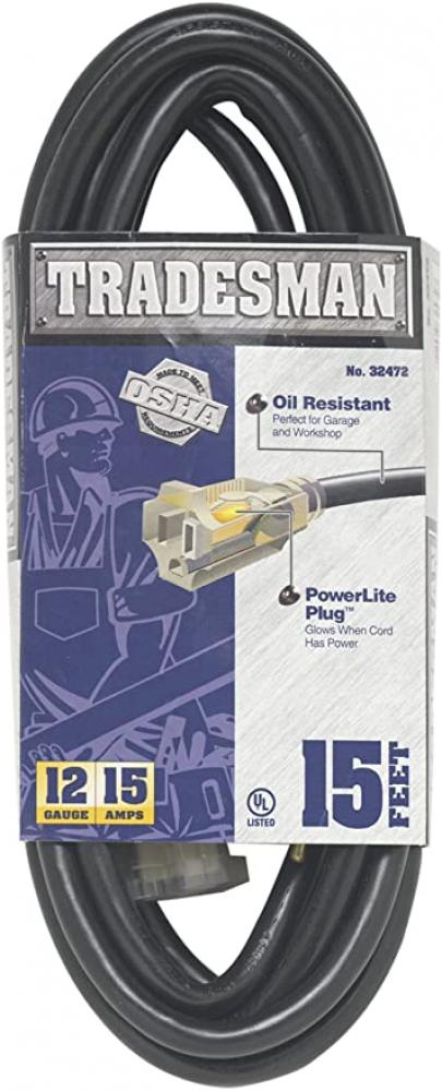 CORD SET- 12/3 15' SJTOW BLACK WITH LE
