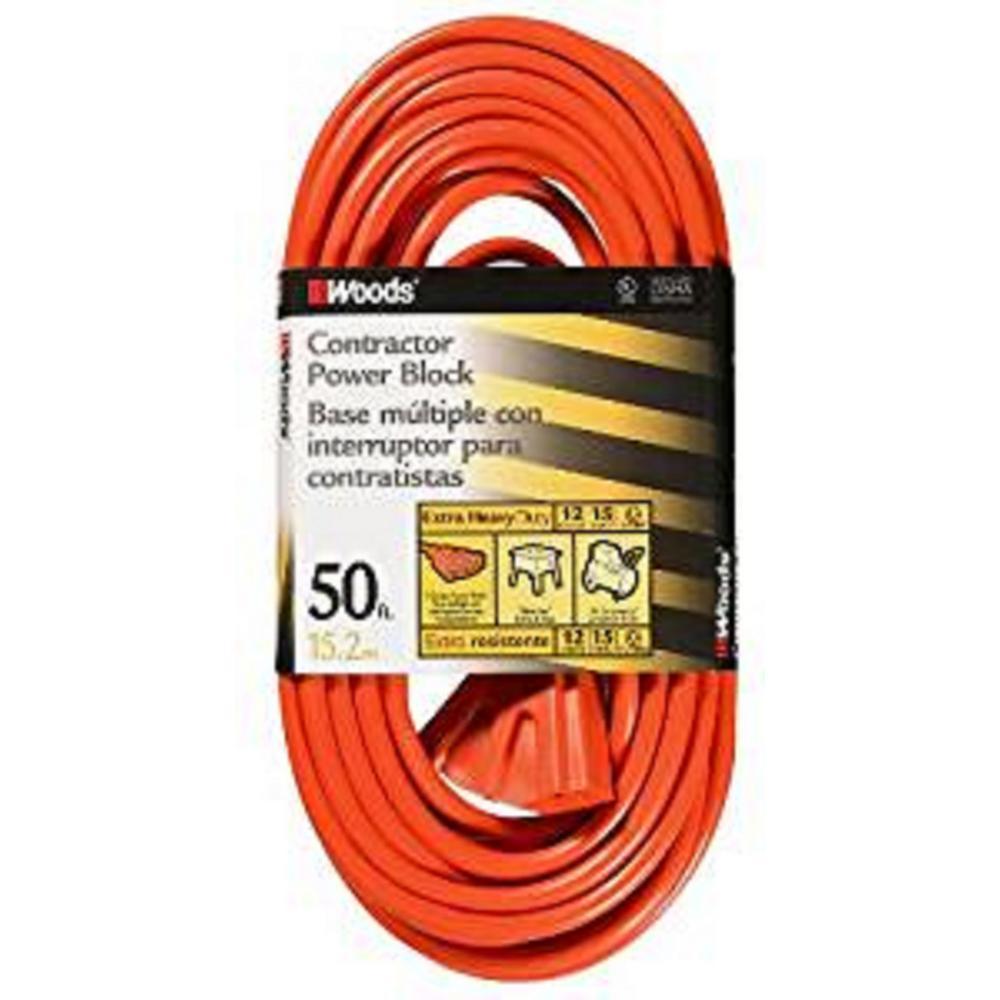 EXTCORD- 12/3 SJTW 50' ORANGE TRI W