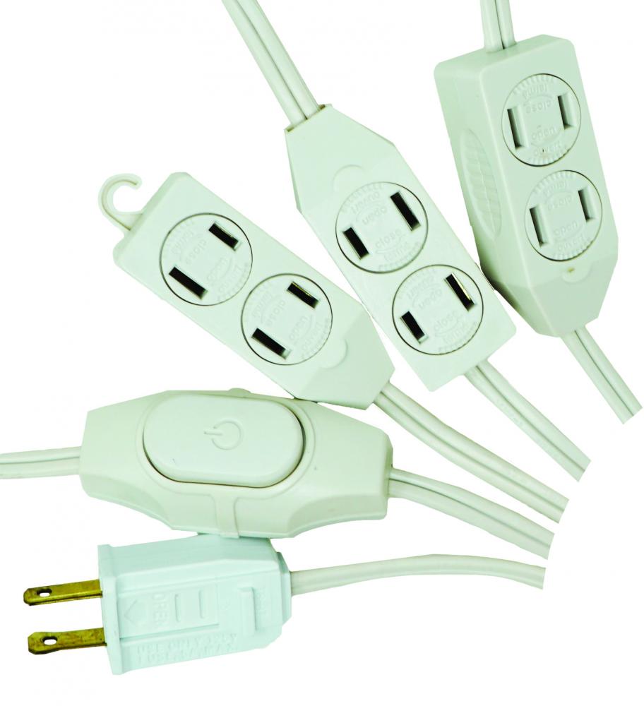 HOLCORD- 18/2 SPT2 15' WHT9OUTLET TREE W