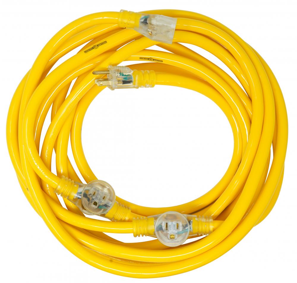 EXTCORD- 12/3 STW 25' YELLOW 3 INLINE YJ