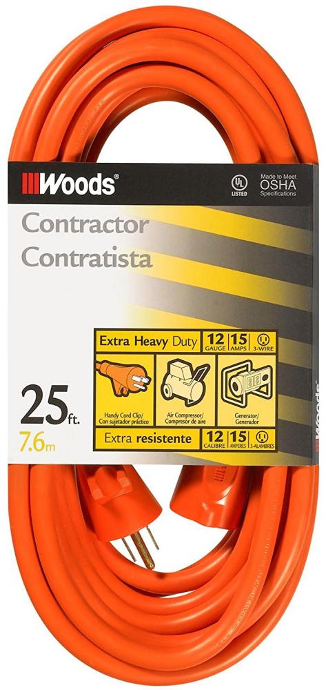 EXTCORD- 12/3 SJTW 25' ORANGE W