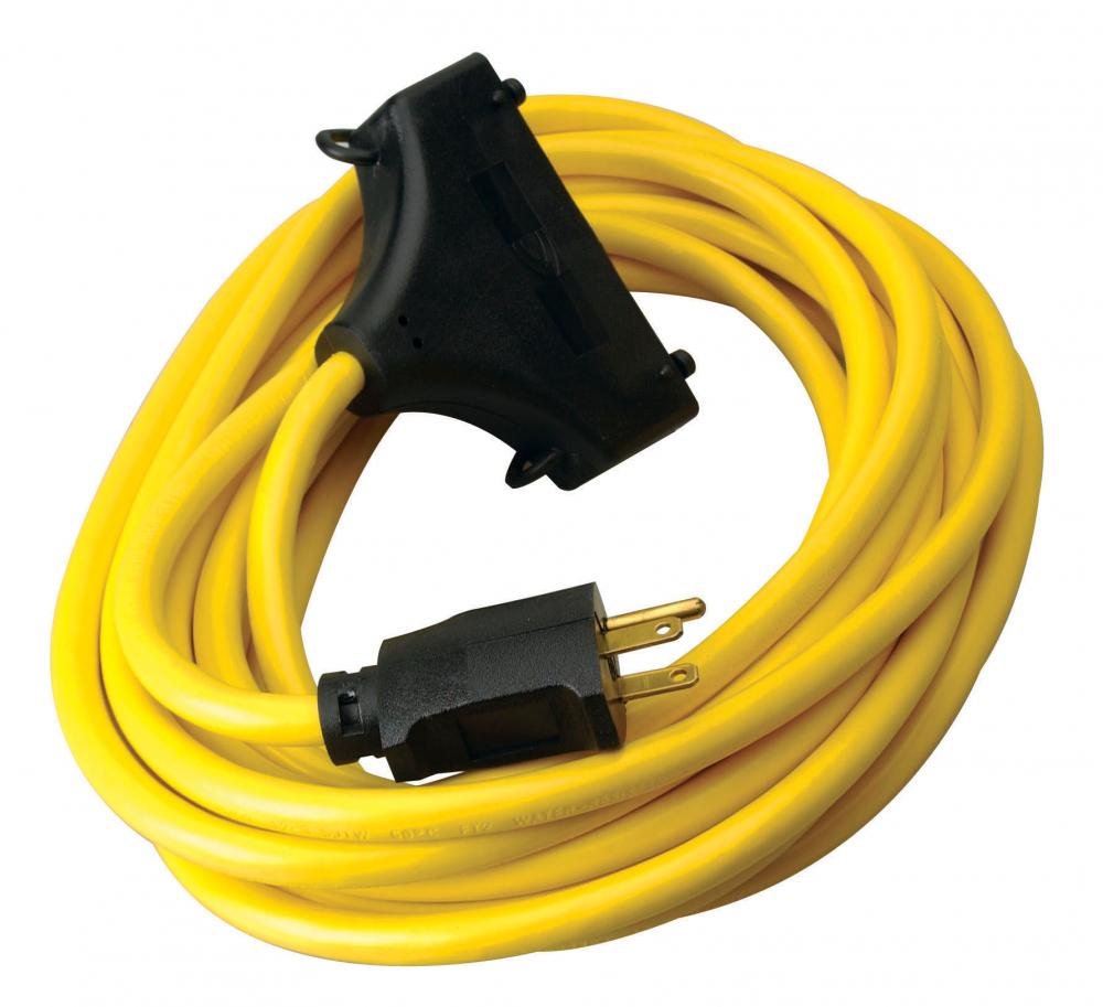 EXTCORD- 12/3 SJTW 25' YLW TRI BLKEND SW