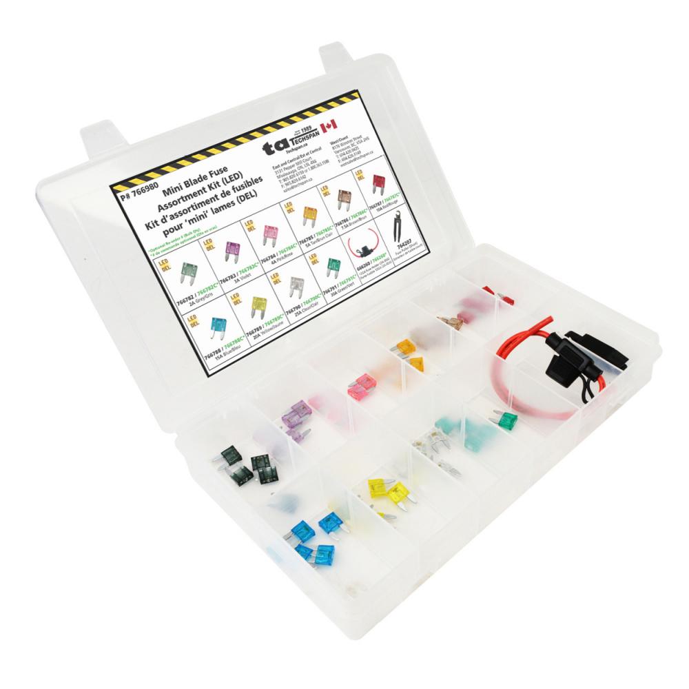 52PC LED Mini Blade Fuse Assortment Kit - (Mini Flip Kit Series)