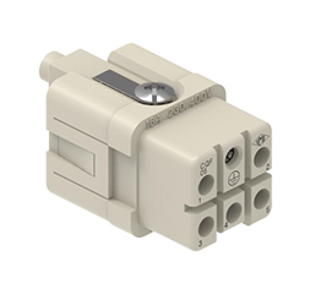 FEMALE INSERT- FOR CRIMP TERMINALS  5P+Ground  16A  600V MAX
