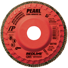 Pearl Abrasive Co. 1301 - 4-1/2 x 7/8 Redline™ CBT™ Maxidisc™ Trimmable Flap Discs, Type 29 Shape