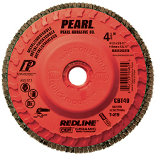 Pearl Abrasive Co. 1303 - 4-1/2 x 5/8-11 Redline™ CBT™ Maxidisc™ Trimmable Flap Discs, Type 29 Shape