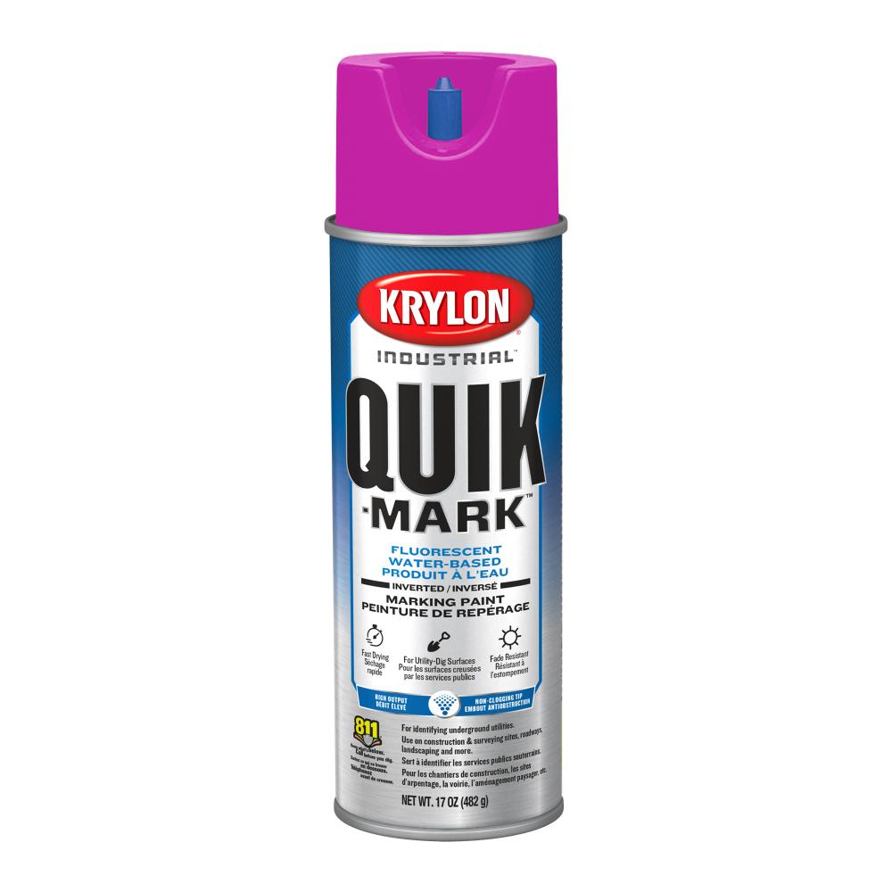 Krylon Industrial Quik-Mark Water-Based Inverted Marking Paint, Fluorescent Purple, 17 oz.