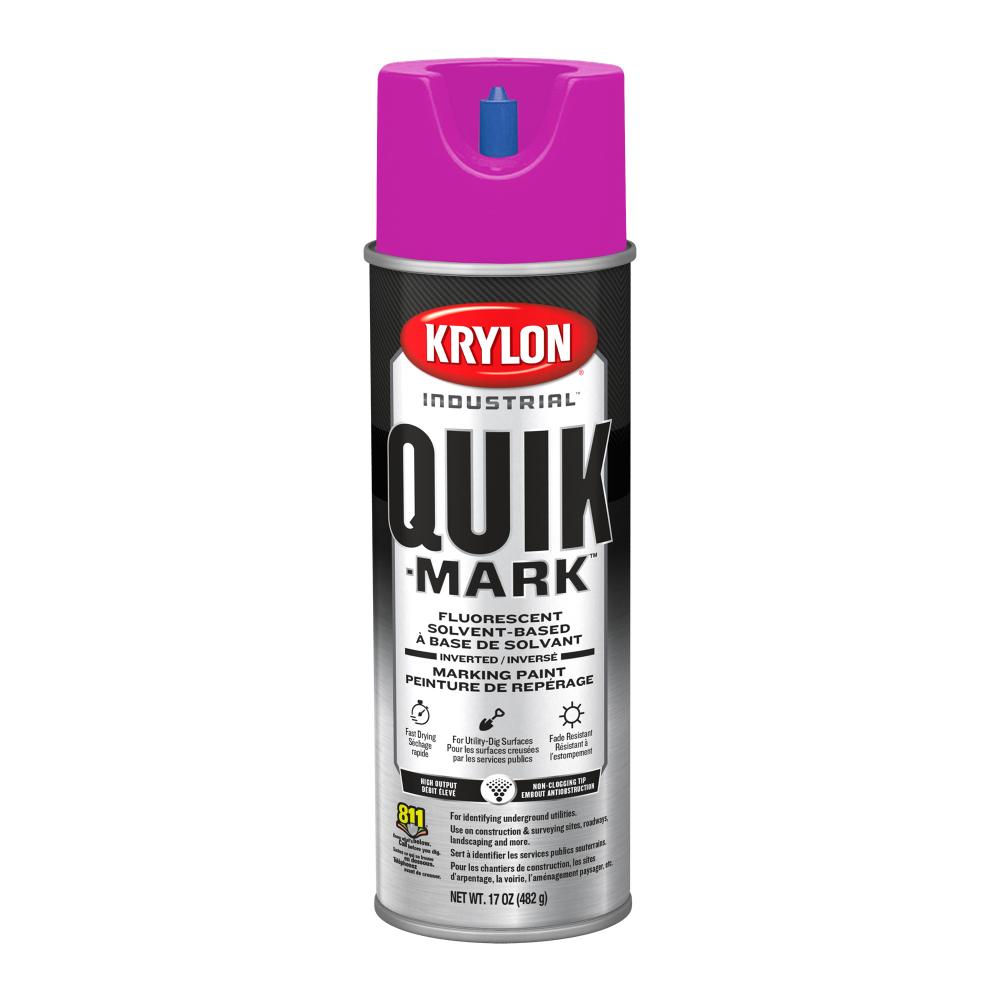 Krylon Industrial Quik-Mark Solvent-Based Inverted Marking Paint, Fluorescent Purple, 17 oz.