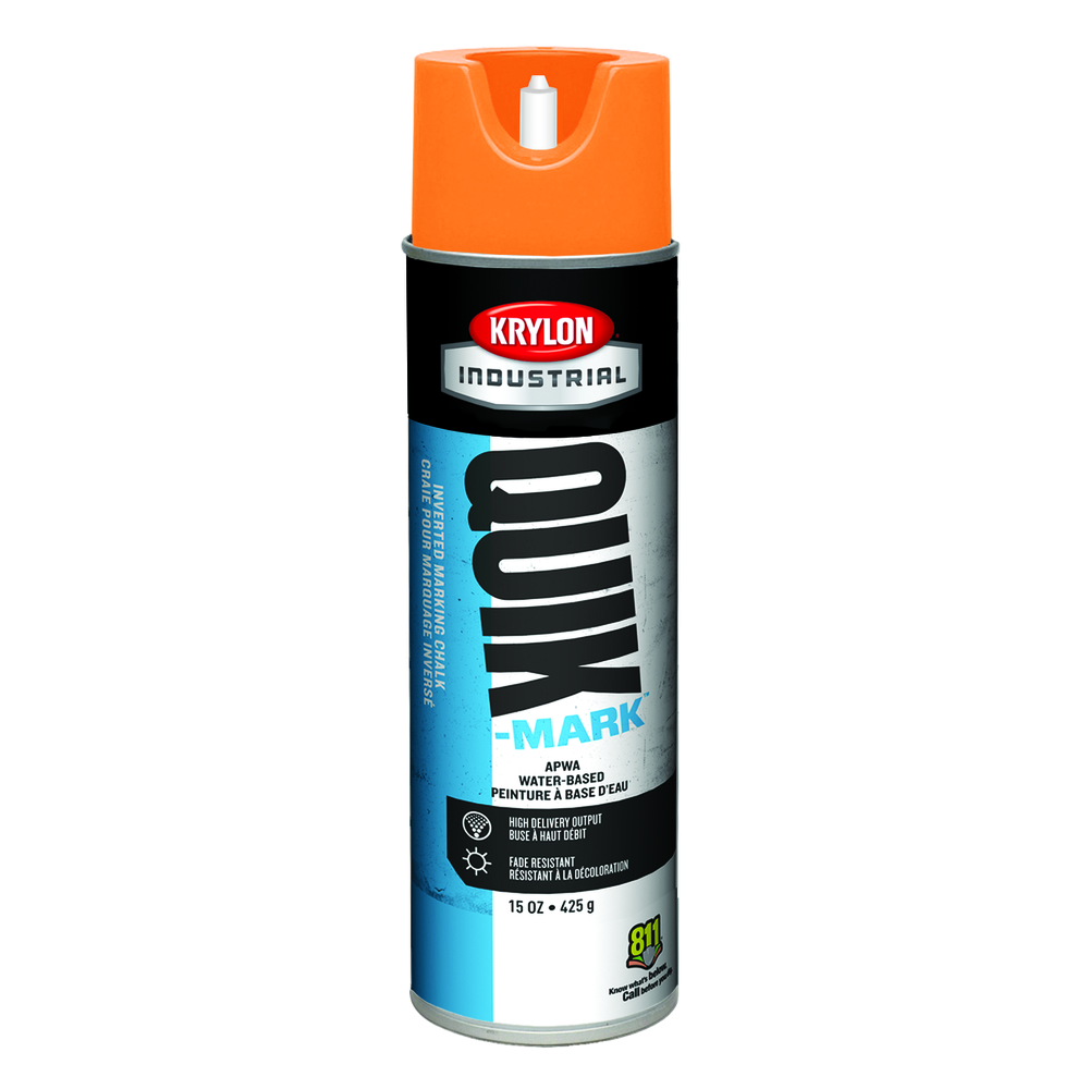 Krylon Industrial Quik-Mark Water-Based Inverted Marking Chalk, Orange, 15 oz.
