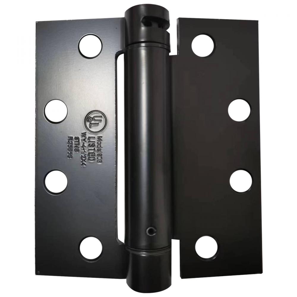 Full Mortise Adjustable Spring Hinge 4in x 4½in Square Corner Matt Black