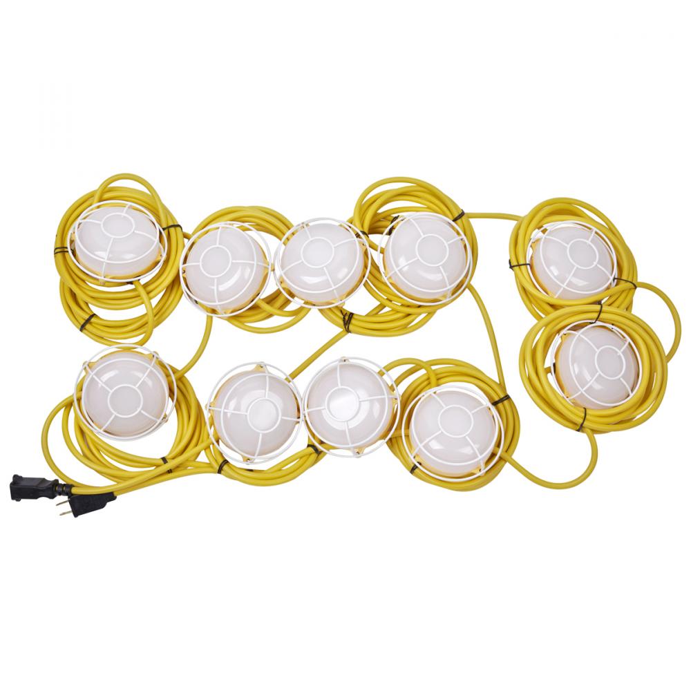 Industrial LED Worklight String Lights 5-Head 40W 49.5' 16/3