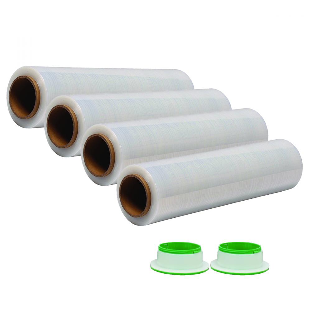 Stretch Wrap Clear (Hand) 14inx1500' Bonus 1 pair handle